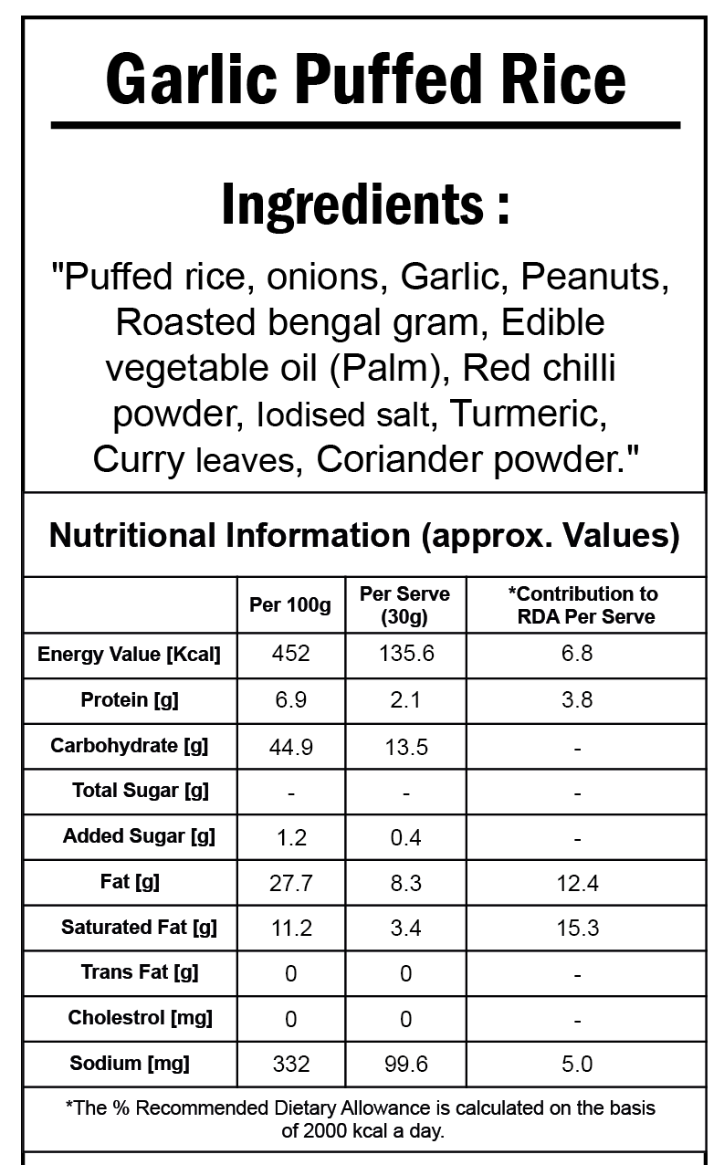 Garlic Puffed Rice Mixture | Murmura | Pyalalu (200 g)