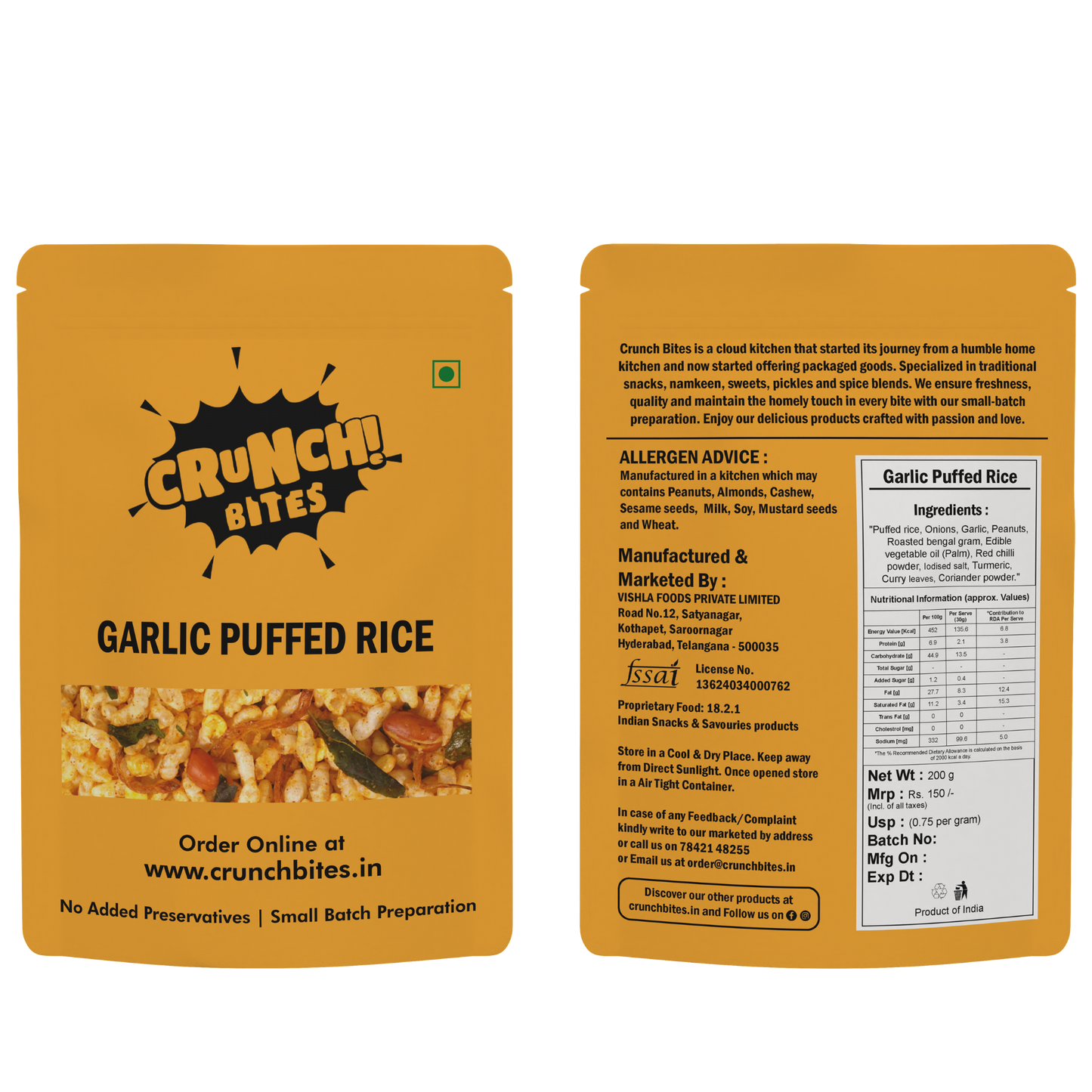 Garlic Puffed Rice Mixture | Murmura | Pyalalu (200 g)
